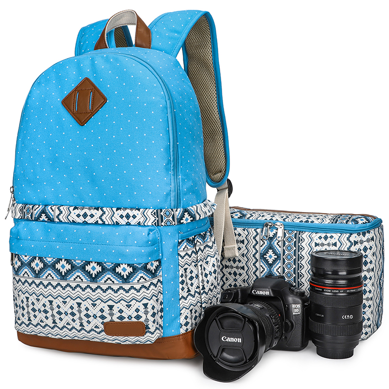 帆布摄影包时尚女士双肩相机包适用佳能索尼康户外休闲通勤单反包