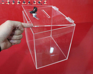 订做有机玻璃透明盒子 亚克力盒子 带锁盒子 透明展示盒 捐款盒