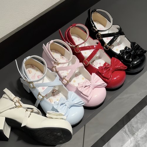 【丁香结皮】原创lolita鞋洛丽塔鞋高跟皮面芭蕾风配裙子公主5cm