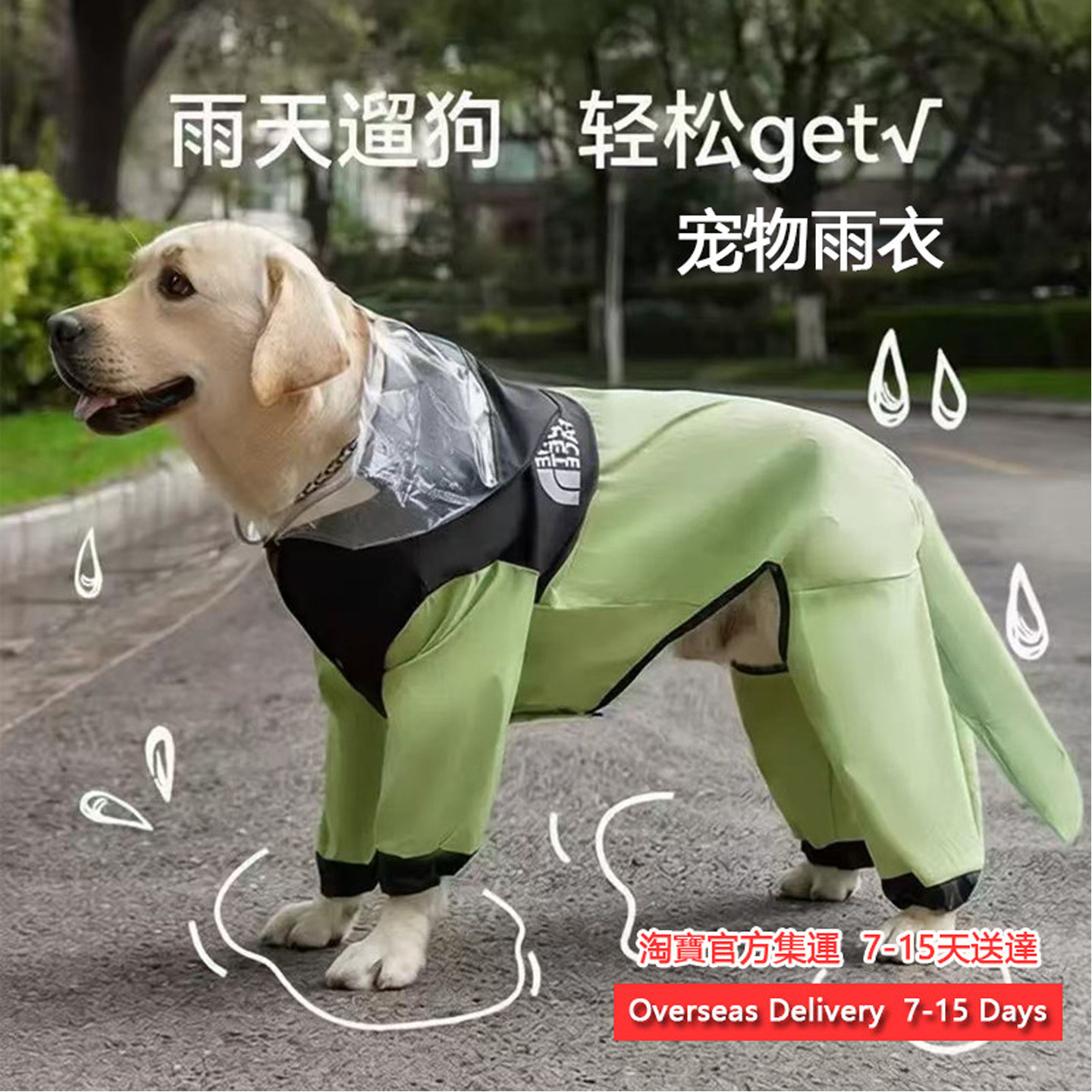 DogRainPonchowithHood