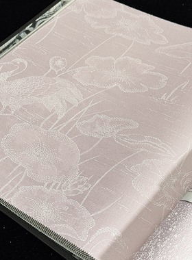 中式荷叶花鸟 无缝墙布 法式 粉紫色暗纹 家装星级酒店背景 J53