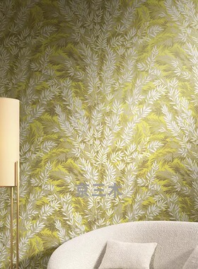 浮雕立体树叶纹 无缝墙布 金黄色黑色背景 客厅卧室酒店硬包 J13