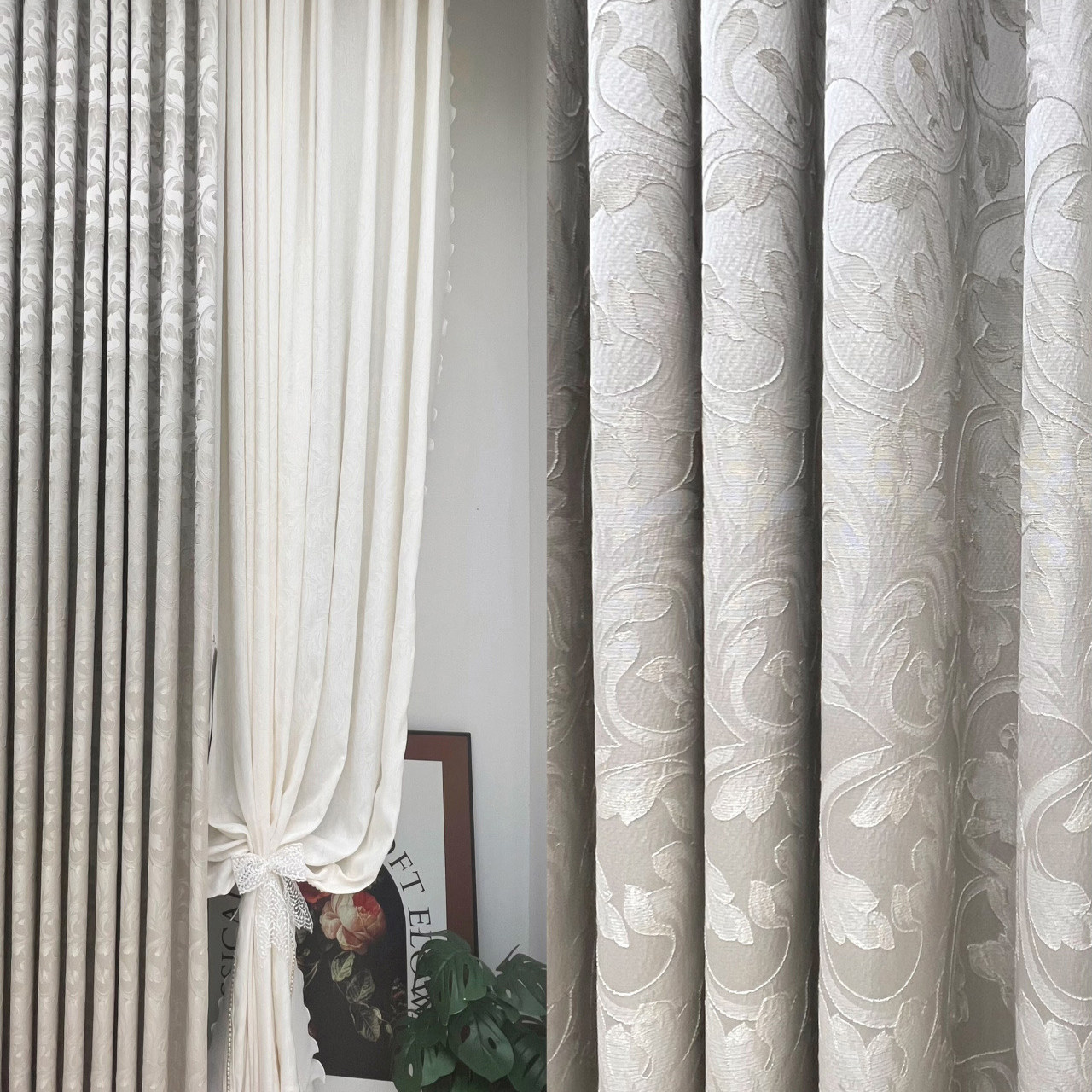 卷草纹莨苕叶 窗帘 立体浮雕金线 香槟金茶餐厅卧室办公室布艺 SJ