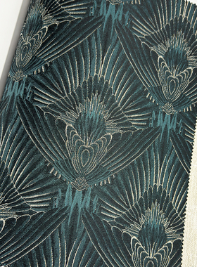 羽翼菱形图腾几何 无缝墙布 法式紫色墨绿家装星级酒店硬包布 F10