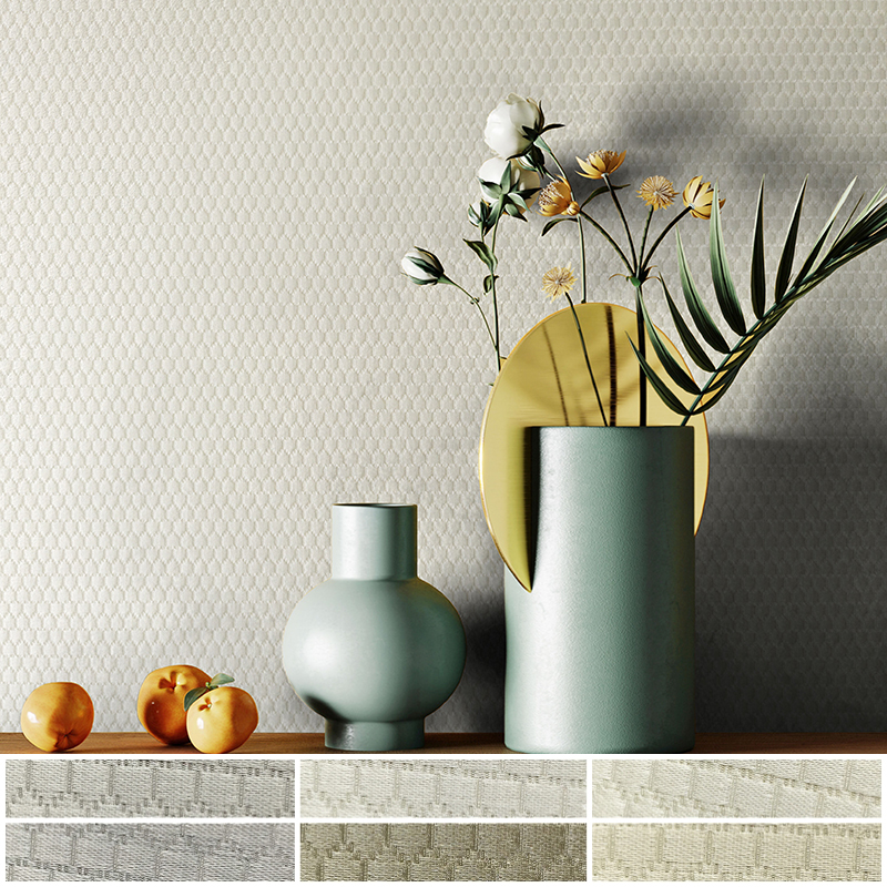 京三木 酒杯几何无缝墙布 暗纹立体香槟金柔肤黄色卧室影音室B51