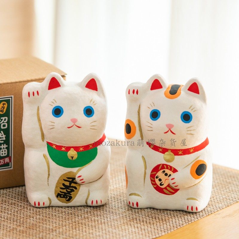 日本高崎一千乃大门屋手工和纸达摩招财猫 开业开运礼物 创意摆件
