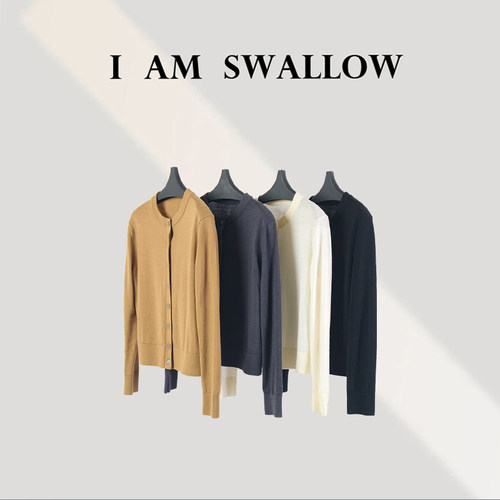 【A/M Swallow】无领羊毛长袖开衫短外套W-1304#997