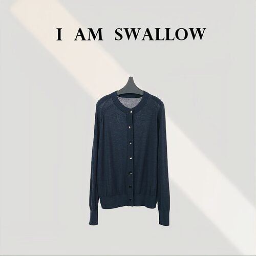 【A/M Swallow】纯羊毛圆领长袖开衫W-1508#997