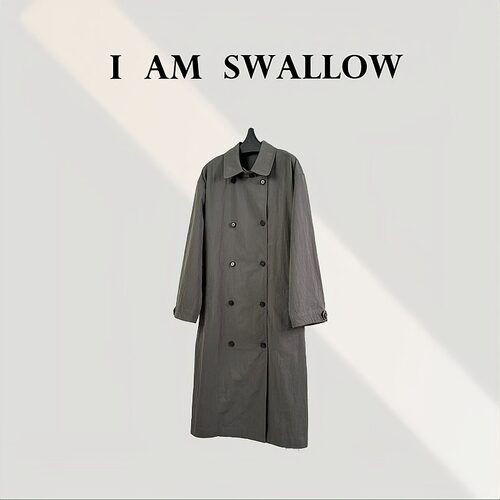【A/M Swallow】水洗肌理灰调长款风衣W-1315#2045