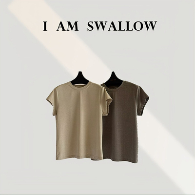【A/M Swallow】闪光针织短袖T恤R-6048T#002