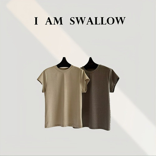 【A/M Swallow】闪光针织短袖T恤R-6048T#002