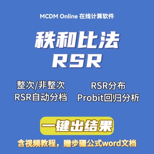 自动发货 RSR计算软件 含视频和word文档 TOPSIS 秩和比法RSR