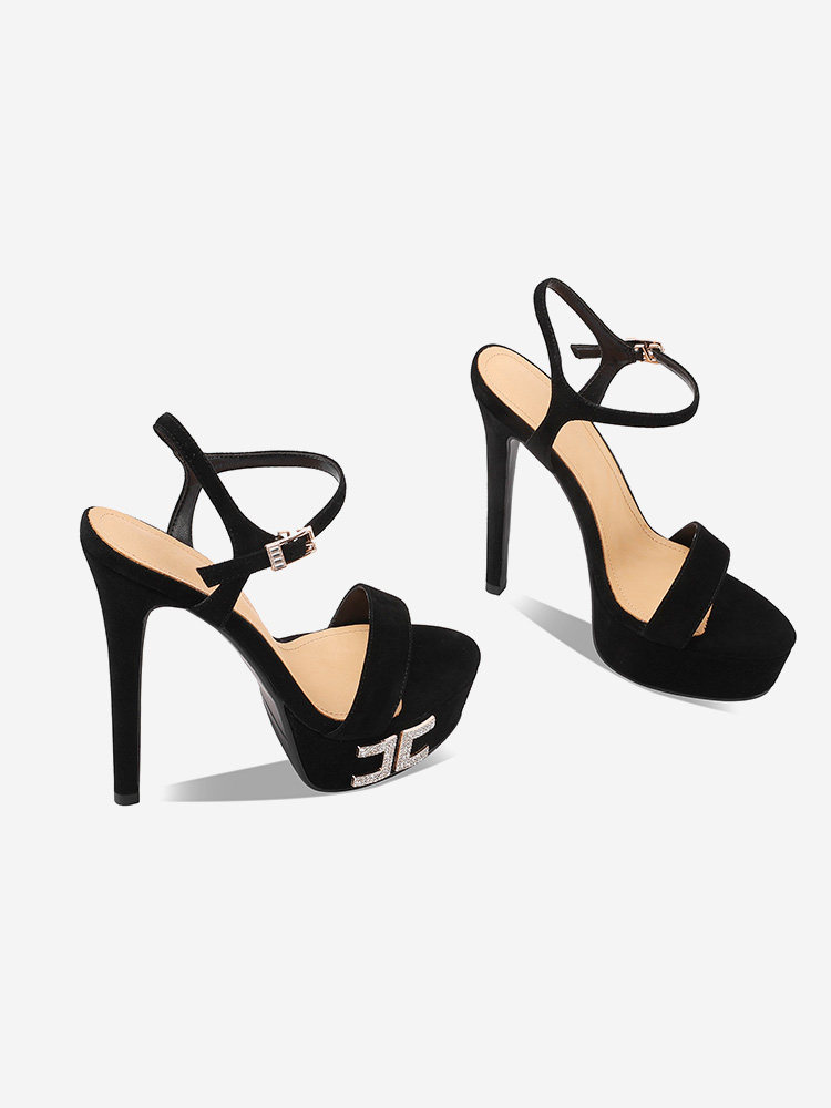 Sandal cao gót nữ hở mũi phong cách châu Âu đơn giản, gót nhọn 11cm hoặc 13cm — Đen Cao gót 11cm, Hồng Cao gót 11cm, Đỏ rượu Cao gót 11cm, Đen Cao gót 13cm