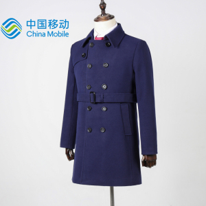 中国移动工作服冬装男士毛呢大衣加棉加厚营业厅工装制服呢子外套