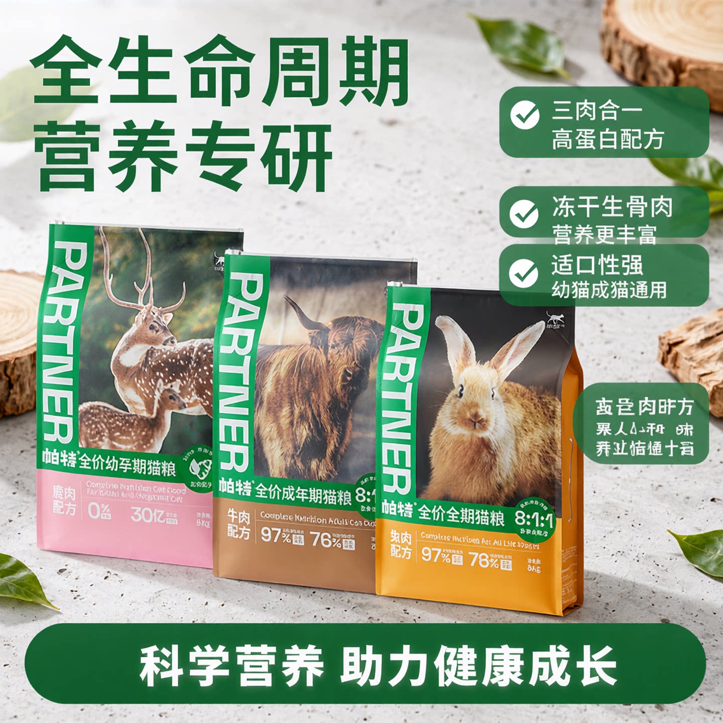 帕特生命系列猫粮幼猫成猫冻干粮