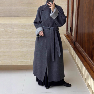 2025加厚双面双色系带双面羊绒外