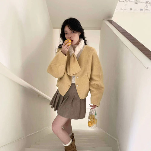 2026秋冬新款短款毛呢外套女减龄洋气小个子呢子大衣外套女