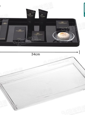 PC透明托盘塑料水杯壶置物盘酒店托盘黑色亮面收纳盒简约北欧ins