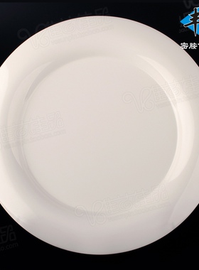 丰美密胺盘子11寸反边圆盘 美耐皿菜盘白色牛排盘炒饭盘P028