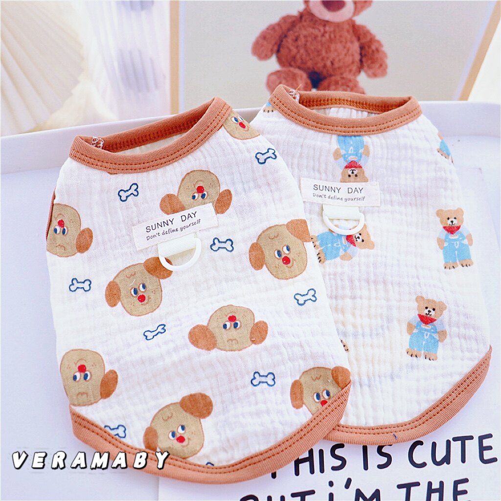 宠物比熊夏天衣服小狗狗衣服泰迪猫咪纯棉纱背心博美夏季薄款透气图片