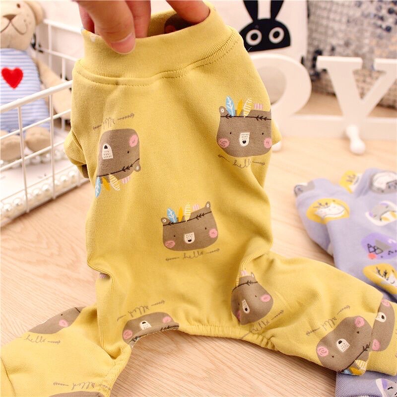 纯棉小狗狗雪纳瑞春秋款睡衣比熊