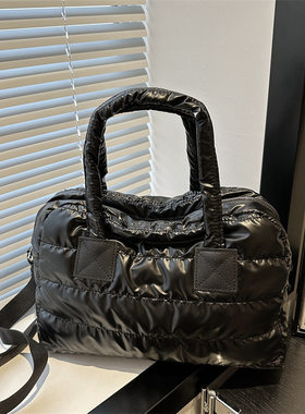 健都棉服包女秋冬新款时尚外出大容量单肩包手拎包羽绒服面料