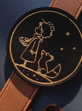 小王子弹力绑带头层真皮手工手帐本护照装饰吊牌m5a6a7活页小挂件