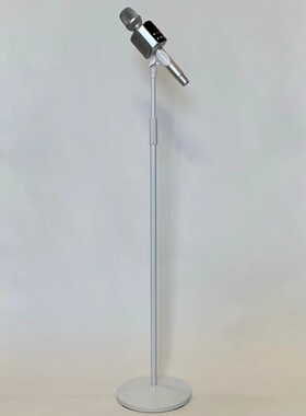 权盟麦克风白色款落地支架稳重牢固K歌直播加重可调节伸缩话筒架