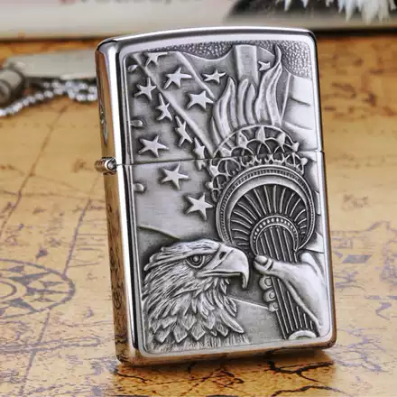 带美国本土红封条zippo正品芝宝打火机银色杰克丹尼酒标美国