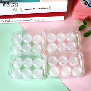 超大隐形眼镜盒 爆款 2024新款 3个双联盒 纯透明MT2105 特价 三个装