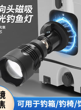 万向头磁吸激光钓鱼灯便携式强光恒流无光衰钓箱钓椅饵盘灯
