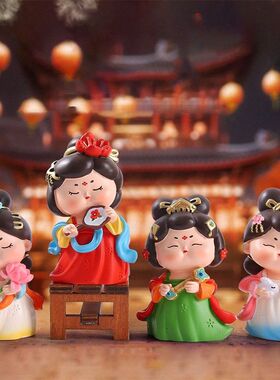 文创国潮风唐朝仕女唐小环夜宴桌面摆件古风美女旅游纪念品小摆件