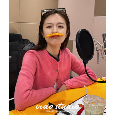 玫粉色小香针织上衣开衫外套短款