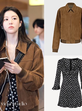 爱情怎么翻译高允真同款韩系复古棕色麂皮绒短外套女春季新款夹克