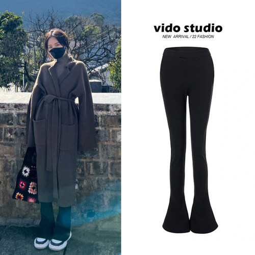 高腰修身长裤加绒孟佳同款