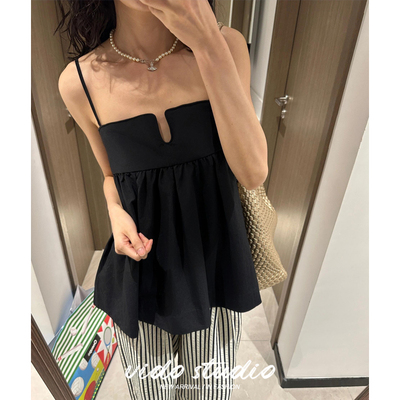 松弛感吊带夏度假风上衣女
