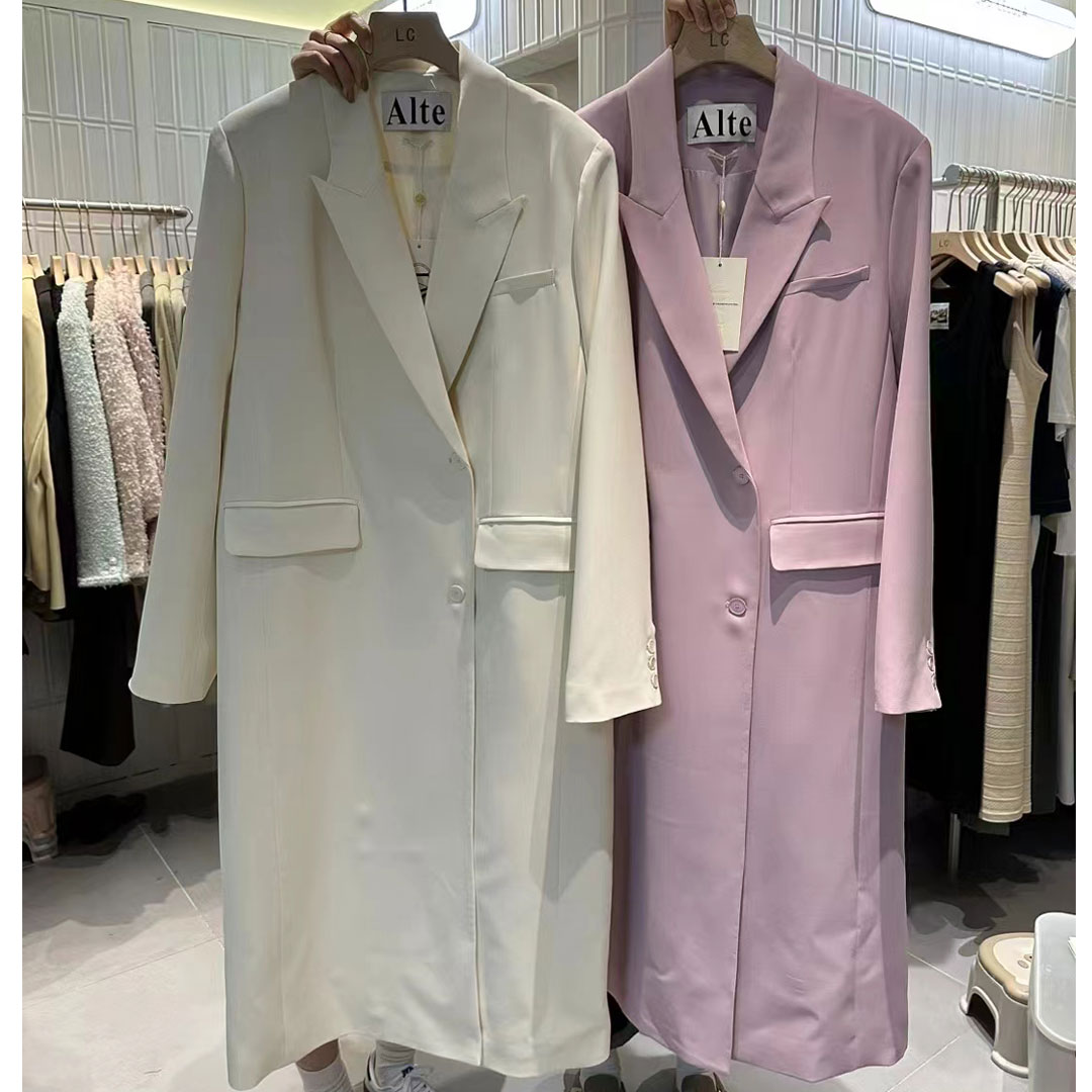 las celula正品实体店同款alte粉色西装长款外套女高级感宽松西服