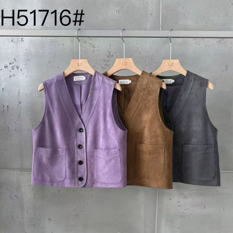 复古短款V领马甲外套女