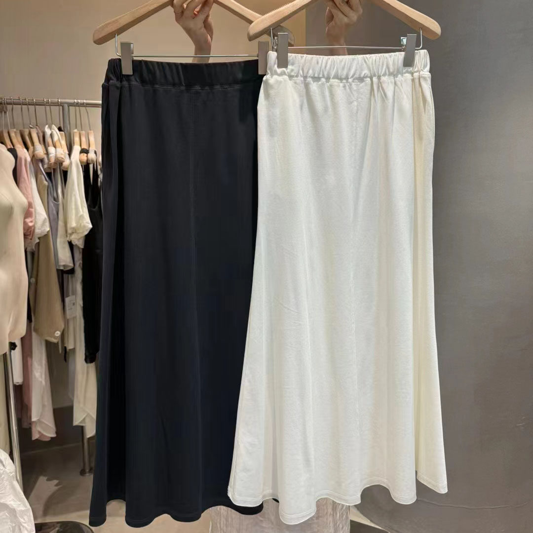 长款A字棉质垂感半身裙女
