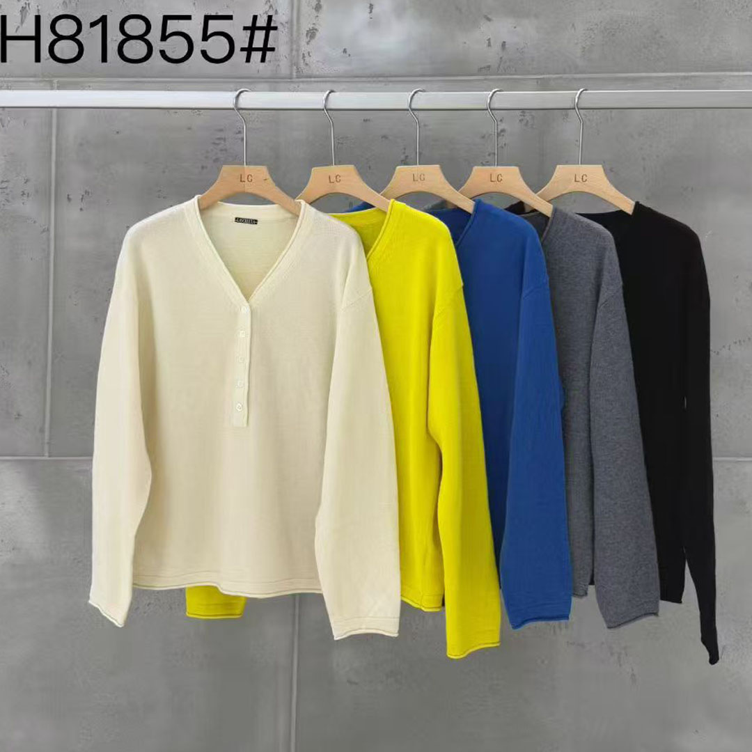 V领羊毛针织衫女纯色简约毛衣