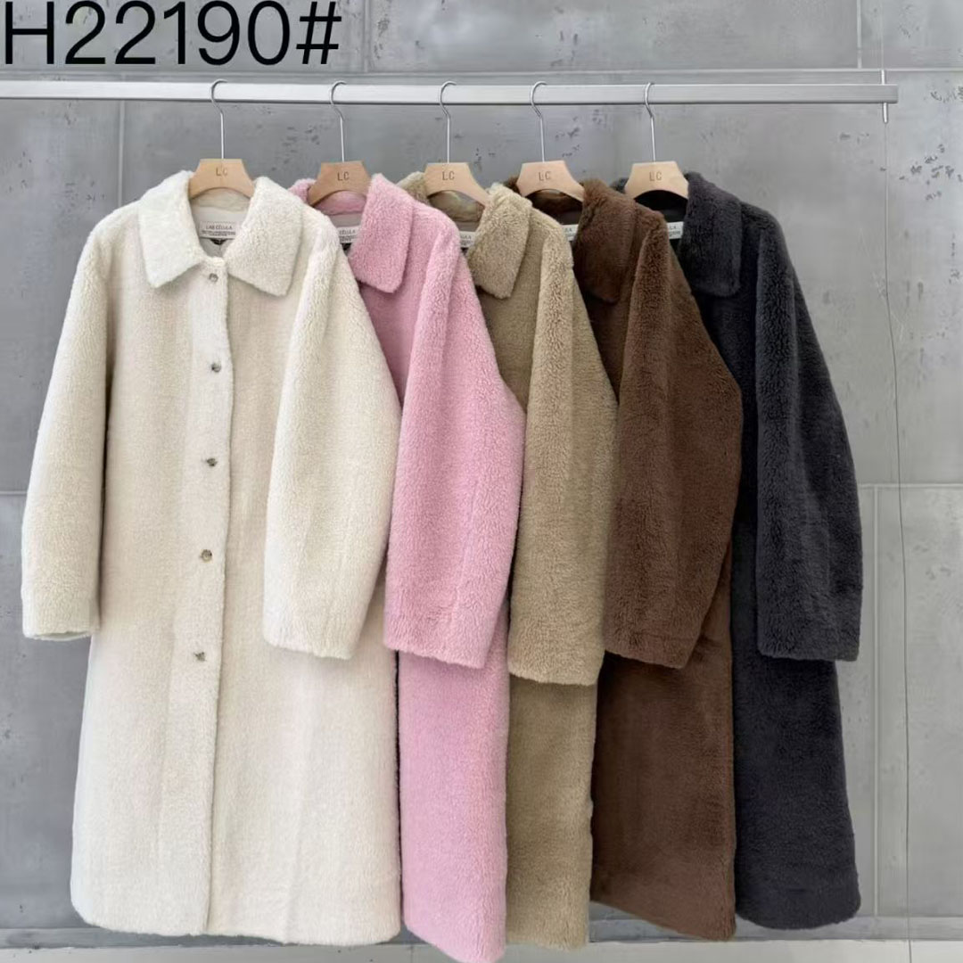 深灰色翻领皮毛一体外套女羊羔毛