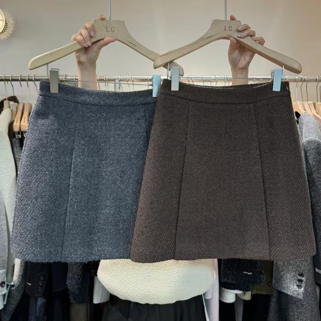 100%羊毛半身裙女毛呢短裙冬韩版