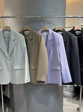 LAS CELULA正品实体店同款灰色西装外套女新款高级感宽松休闲上衣