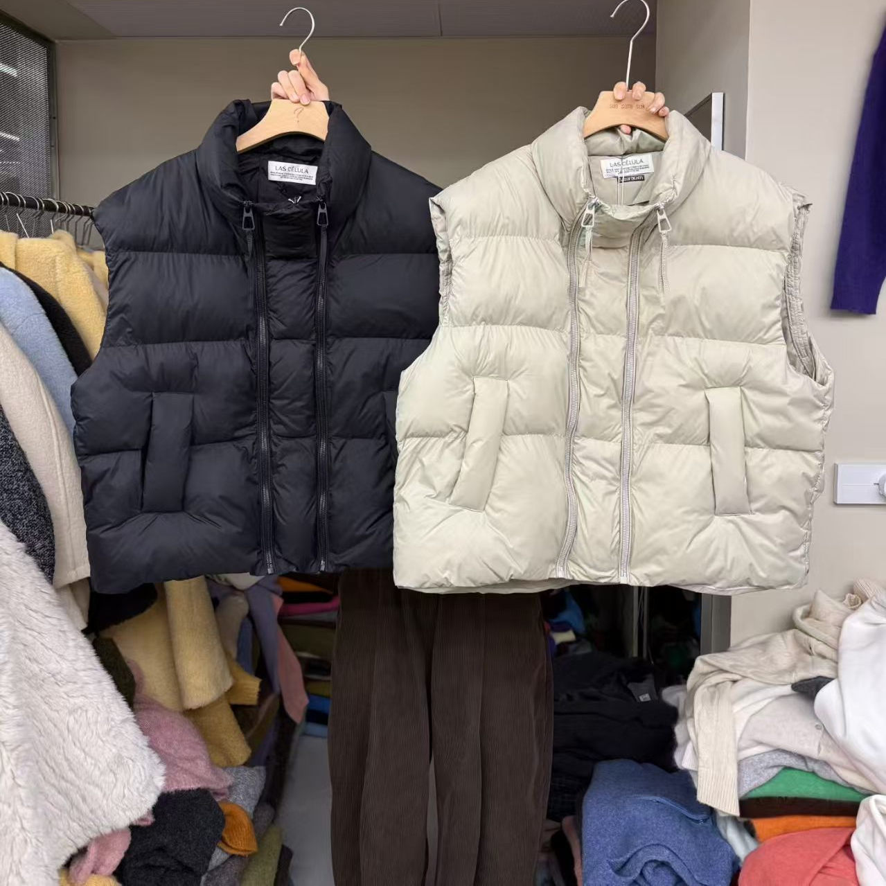 立领羽绒棉马甲女面包服背心