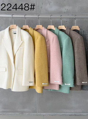 LAS CELULA正品实体店同款韩版宽松双面羊毛大衣女中长款毛呢外套