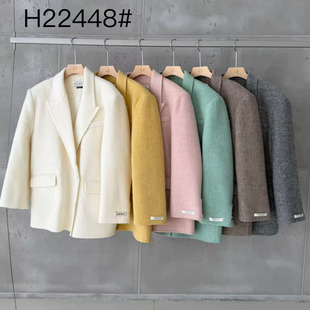 LAS CELULA正品实体店同款韩版宽松双面羊毛大衣女中长款毛呢外套