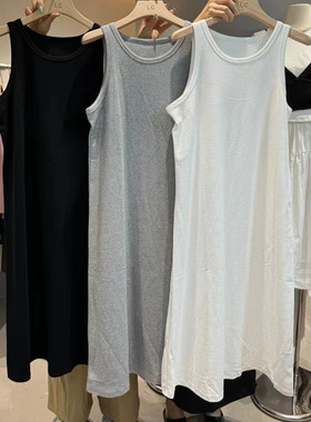 LAS CELULA正品实体店同款2024春黑色高级感无袖背心裙显瘦连衣裙