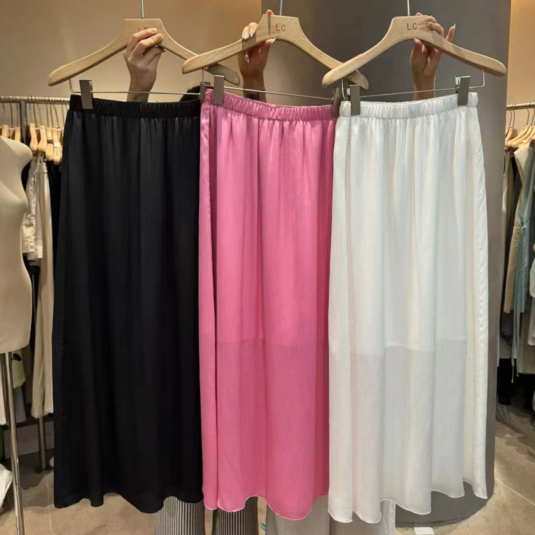 a字遮肉白色大摆半身裙长裙女