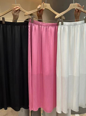 LASCELULA正品实体店同款白色裙子遮肉显瘦半身裙女小个子a字半裙