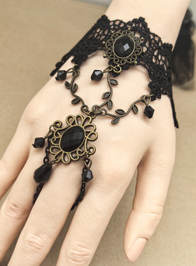 亚文化lolita暗黑系哥特风 吸血鬼链条戒指手链1012